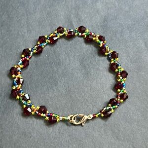 Women’s vintage unique dainty multicolored beaded bracelet one‎ size
